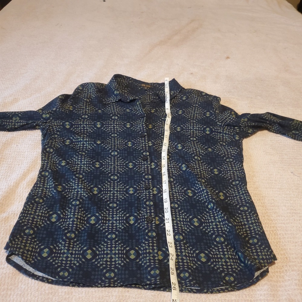 King Louie Green Geometric‎ Optical Print Ecovero Viscose Blouse Size 40 Womens - Picture 4 of 8